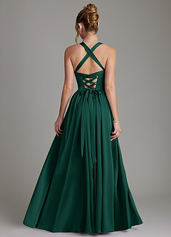 Azazie Francis Bridesmaid Dresses Emerald A-Line Corset Stretch Satin Dress image2