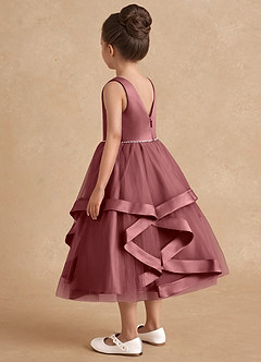 Azazie Posy Blumenmädchenkleider A-Linie Mit Perlen Tüll Kleid Amethyst image2