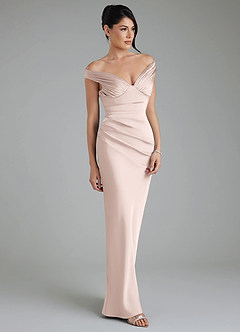 Azazie Stella Bridesmaid Dresses Blushing Pink Sheath Corset Stretch Satin Convertible Dress image5