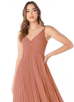 Azazie Raychelle Vestidos de damas de honor Vestido de Mai Tai de Gasa de Corte en A con Cuello en V image5
