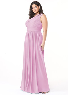 Azazie Molly Final Sale Candy Pink A-Line One Shoulder Chiffon Dress image9