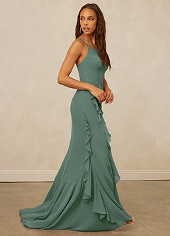 Christian Siriano Bridal for Azazie 1006 Bridesmaid Dresses Eucalyptus Mermaid Ruched Chiffon Dress image5