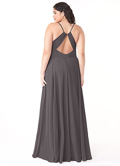 Azazie Avelina Bridesmaid Dresses Steel Grey A-Line V-Neck Pleated Chiffon Dress image7