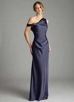 Azazie Emerson Bridesmaid Dresses Stormy Mermaid Off the Shoulder Stretch Satin Dress image5