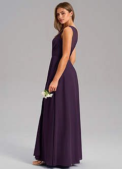 Azazie Phaedra Bridesmaid Dresses Plum A-Line One Shoulder Chiffon Dress image14