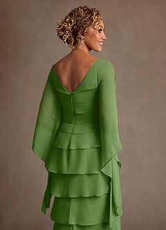 Azazie Arabinda Mother of the Bride Dresses Basil Sheath Ruched Chiffon Dress image6