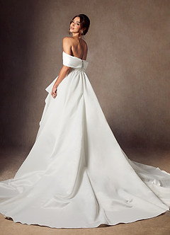 Azazie Alexandria Vestidos de novia Vestido de Diamante Blanco de Satin Mate de Corte en A con Vestidos sin tirantes image2