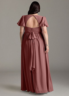 Azazie Madisynn Maternity Bridesmaid Dresses Bow Chiffon Floor-Length Dress image6