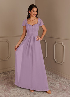 Azazie Gwenyth Mother of the Bride Dresses Wisteria A-Line Lace Chiffon Dress image1