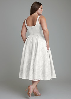 Azazie Amalie Brudtärnklänningar Klänning av A-linje i Blommig Utbrändhet Plisserad Vit image5