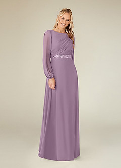 Azazie Priyanka Abiti per la Madre della Sposa Abito A-Line in Chiffon Plissettato con Scollo a Barca Glicine image5