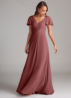 Azazie Soren Robes de demoiselle d'honneur Robe Trapèze en Mousseline de soie Rayé Améthyste image5
