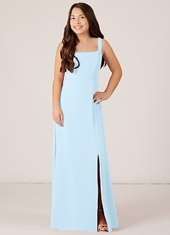 Azazie Renee Junior Sky Blue A-Line Side Slit Chiffon Dress image1