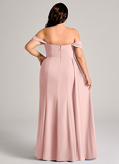Azazie Amyra Robes de demoiselle d'honneur Robe Fourreau Convertible en Mousseline de soie Épaules dénudées Rose Poudré image14