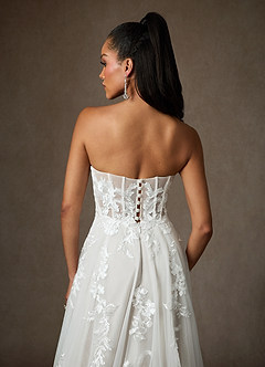 Azazie Aurorie Robes de mariée Robe Trapèze en Tulle Paillettes Blanc De Diamant image6