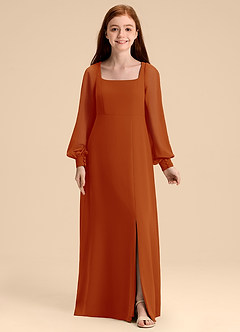 Azazie Bondi Junior Abito A-Line in Chiffon Blusa Paprika image5
