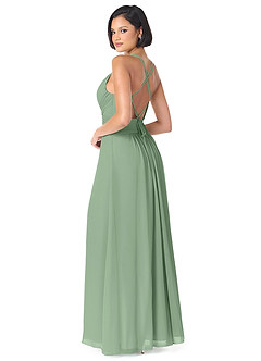 Azazie Farren Vestidos de damas de honor Vestido de Matcha de Gasa de Corte en A Convertible con Plisado image5