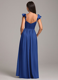 Azazie Denisse Bridesmaid Dresses Royal Blue A-Line Ruched Stretch Satin Dress image2