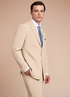 front Owen Tan Lightweight Tailored Suit Jacket