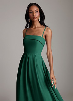 Azazie Lucienne Bridesmaid Dresses Emerald A-Line Strapless Chiffon Convertible Dress image3