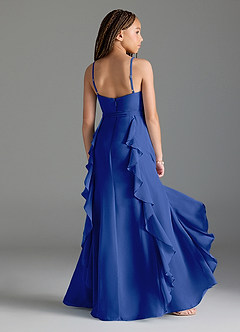 Azazie Peyton Junior Royal Blue A-Line V-Neck Cascading Ruffles Chiffon Dress image2