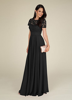 Azazie Annette Mother of the Bride Dresses Black A-Line Lace Chiffon Dress image4