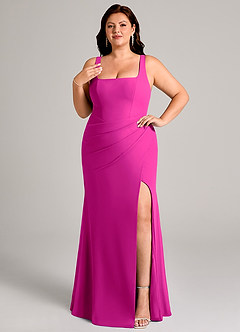 Azazie Mero Bridesmaid Dresses Fuchsia Sheath Pleated Chiffon Dress image11