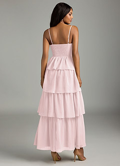 Azazie Kaiden Robes de demoiselle d'honneur Robe Trapèze en Mousseline de soie Encolure en Forme de Cœur Rose Pâle image2