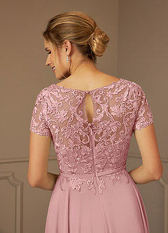 Azazie Adina Mother of the Bride Dresses Dusty Rose A-Line Boatneck Sequins Chiffon Dress image5