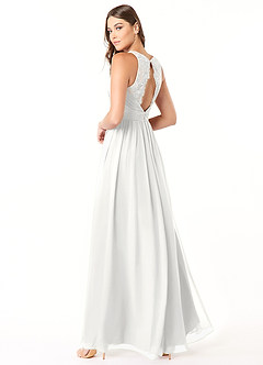 Azazie Luz Bridesmaid Dresses White A-Line Lace Chiffon Dress image4