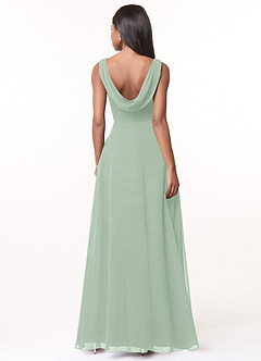 Azazie Karina Bridesmaid Dresses Agave A-Line Pleated Chiffon Dress image2