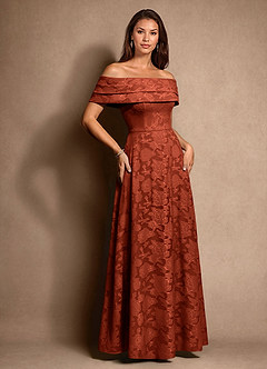 Azazie New Britain Moeder van de bruid jurken A-Lijn Jurk van Bloemen Burn-out Geplooid Kastanjebruin image2