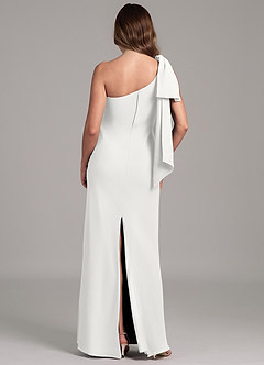 Azazie Capri Bridesmaid Dresses White A-Line One Shoulder Chiffon Dress image2