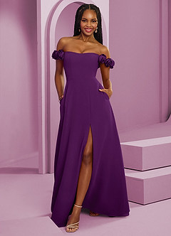 Barbie ♥ Azazie Bridesmaid Dresses Grape A-Line Off the Shoulder Chiffon Convertible Dress image1