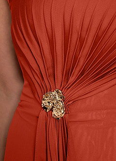 Azazie Dinanta Mother of the Bride Dresses Rust Column Pleated Chiffon Dress image8