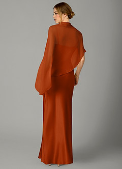 Azazie Jaleesa Bridesmaid Dresses Burnt Orange A-Line High Neck Stretch Satin Dress image6