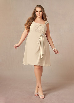 Azazie Olivia Mother of the Bride Dresses Champagne A-Line Square Neckline Pleated Chiffon Dress image9