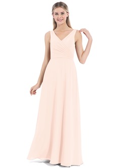 Azazie Nala Bridesmaid Dresses Pearl Pink A-Line Pleated Chiffon Dress image4