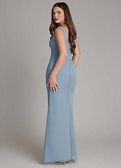 Azazie Hadley Bridesmaid Dresses Dusty Blue Mermaid Pleated Chiffon Dress image5