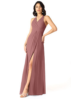 Azazie Danica Bridesmaid Dresses Desert Rose A-Line Pleated Chiffon Dress image3