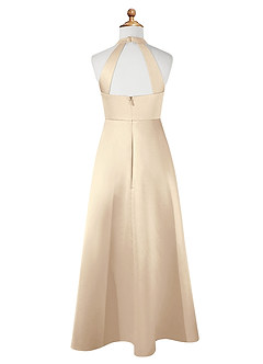 Azazie Laurel Junior Champagne A-Line Matte Satin Dress image7