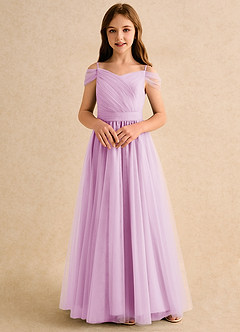Azazie Yuna Girls Formal vestidos de niña de las flores Vestido de Rosa Caramelo de Tul de Corte en A con Vestidos sin tirantes image4