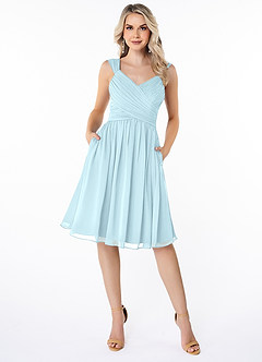 Azazie Angie Bridesmaid Dresses Cloud Blue A-Line Corset Chiffon Dress image1