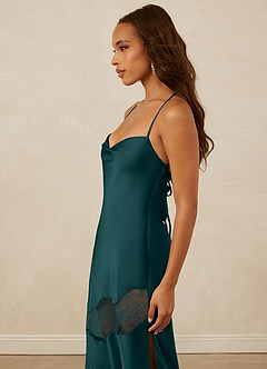Christian Siriano Bridal for Azazie 1012 Bridesmaid Dresses Pine Sheath Lace Stretch Satin Dress image6