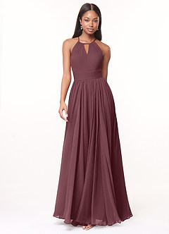 Azazie Cherish Bridesmaid Dresses Sangria A-Line Pleated Chiffon Dress image4
