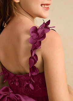 Azazie Tweety Flower Girl Dresses Mulberry A-Line Lace Tulle Dress image7