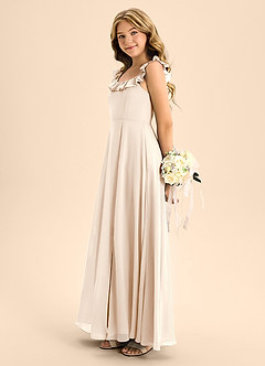 Azazie Callie Junior White Alabaster A-Line Ruched Chiffon Dress image7