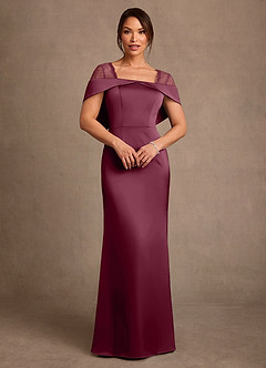 Azazie Henrieta 신부의 어머니 드레스 쉬스 레이스 스트레치 새틴 플로어 길이 드레스 image1