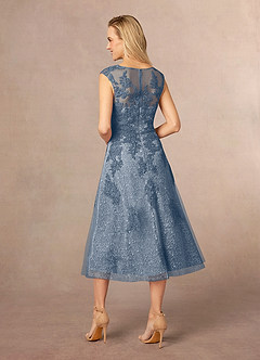 Azazie Flynn Mère de la mariée Robes Robe Trapèze en Tulle Col bateau dentelle Violet Crépusculaire image3