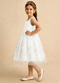 Azazie Bean Flower Girl Klänningar Klä Balklänning i Tyll Rosett image5